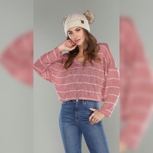 Pinstripe Crop Sweater Top